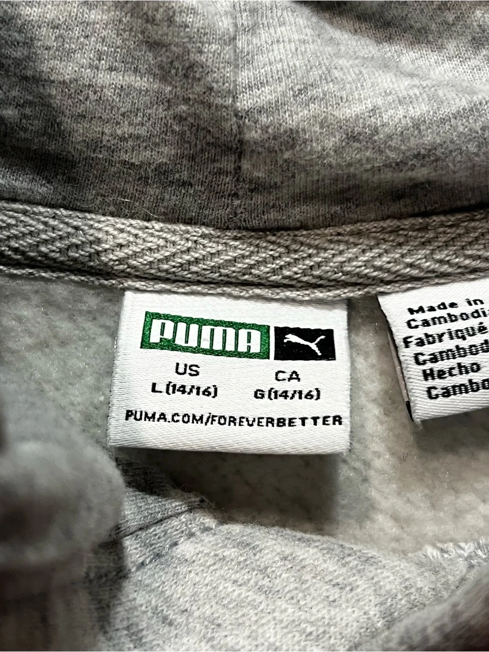 PUMA Boy’s Light Gray Logo Hoodie Sweater